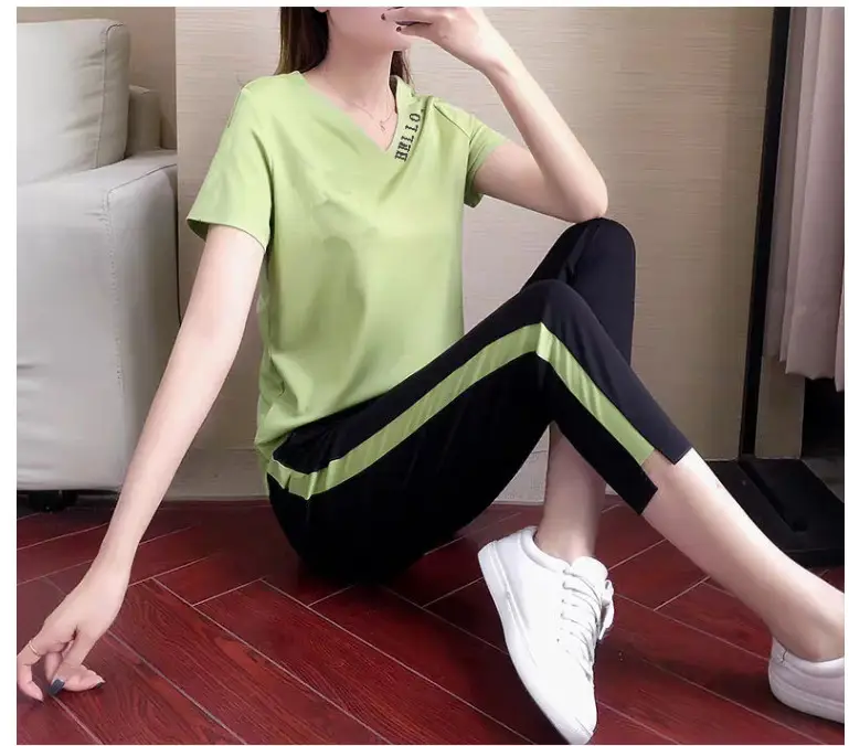 Women Casual Sportswear Two-Piece White Black Set — feature 11