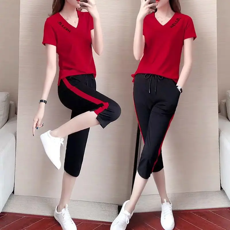 Women Casual Sportswear Two-Piece White Black Set — feature 12