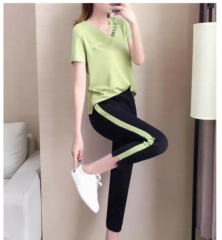 Women Casual Sportswear Two-Piece White Black Set — feature 13