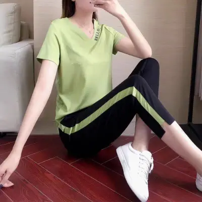 Women Casual Sportswear Two-Piece White Black Set — feature 6
