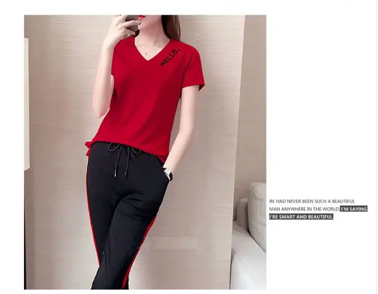 Women Casual Sportswear Two-Piece White Black Set — feature 9