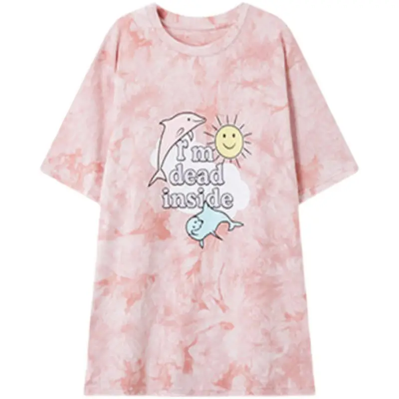 2025 Summer Cartoon Tie-Dye Women T-Shirt Loose Fit - Image 7