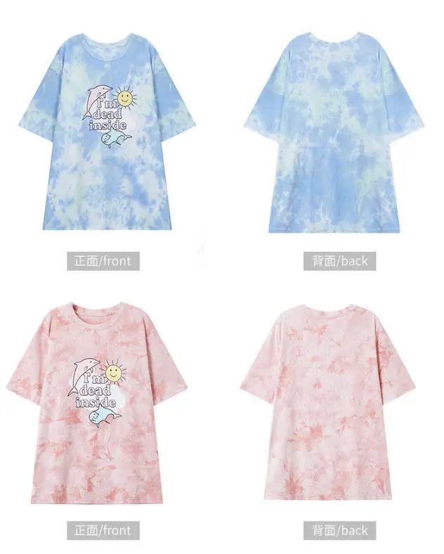 2025 Summer Cartoon Tie-Dye Women T-Shirt Loose Fit — feature 2