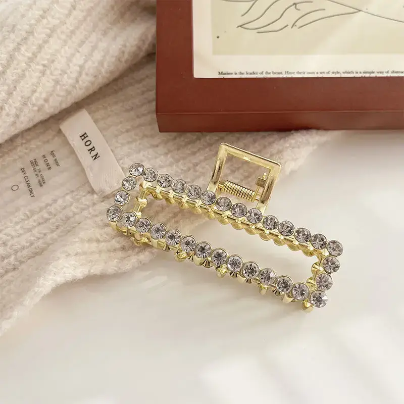 Large Silver Hairpin with Pearl Grip and Rhinestone Back