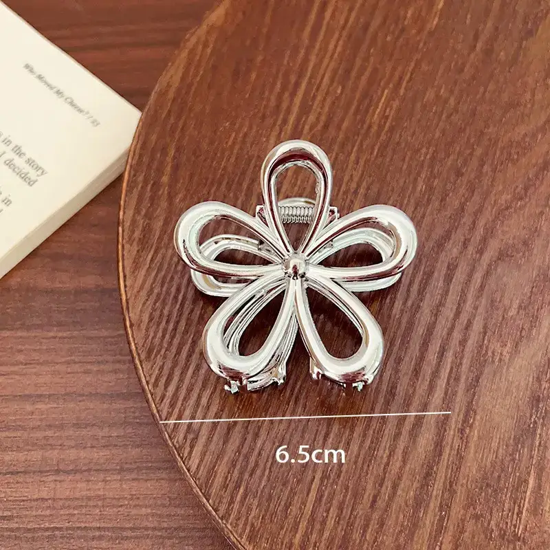 Large Silver Hairpin with Pearl Grip and Rhinestone Back