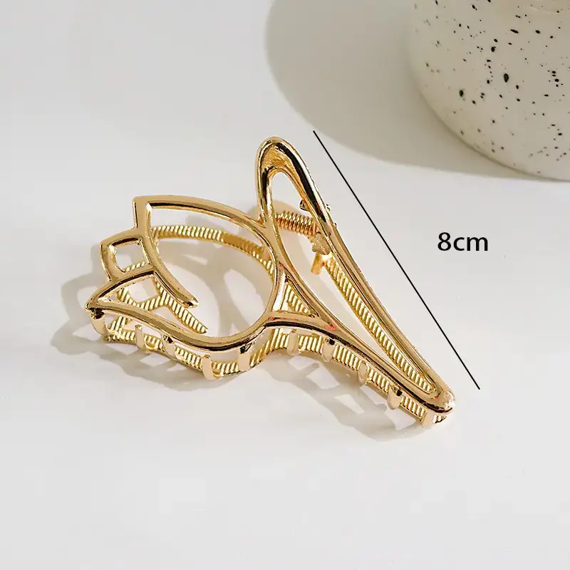 Large Silver Hairpin with Pearl Grip and Rhinestone Back