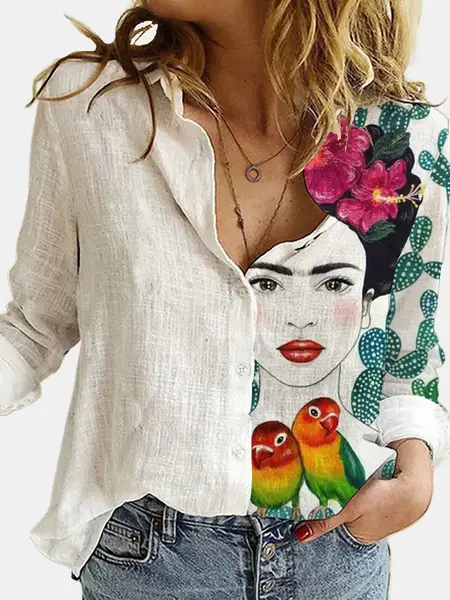 2021 New Arrival Long Sleeve Graph Print Shirt for Women - Image 2