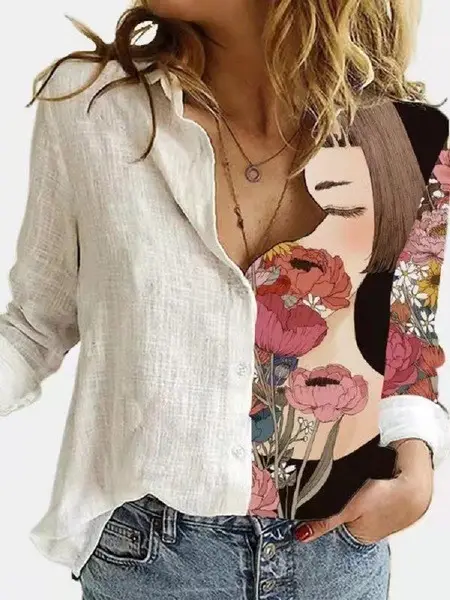 2021 New Arrival Long Sleeve Graph Print Shirt for Women - Image 11