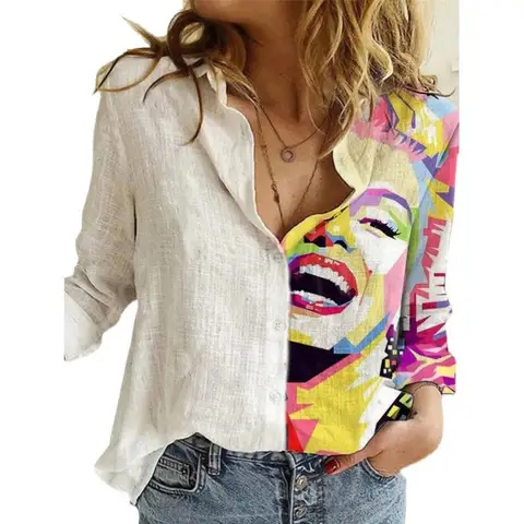 2021 New Arrival Long Sleeve Graph Print Shirt for Women - Image 13