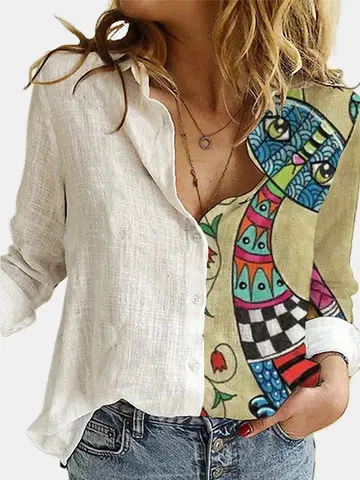 2021 New Arrival Long Sleeve Graph Print Shirt for Women - Image 17