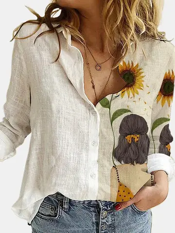 2021 New Arrival Long Sleeve Graph Print Shirt for Women - Image 19