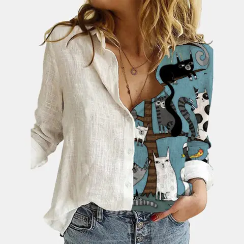 2021 New Arrival Long Sleeve Graph Print Shirt for Women - Image 20