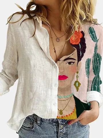 2021 New Arrival Long Sleeve Graph Print Shirt for Women - Image 21