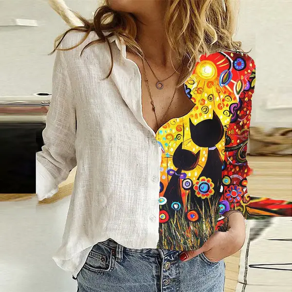 2021 New Arrival Long Sleeve Graph Print Shirt for Women - Image 5
