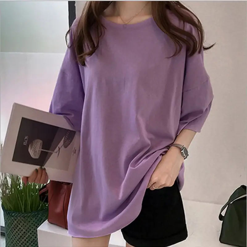 Women Purple Short Sleeve T-Shirt Large Summer 2021