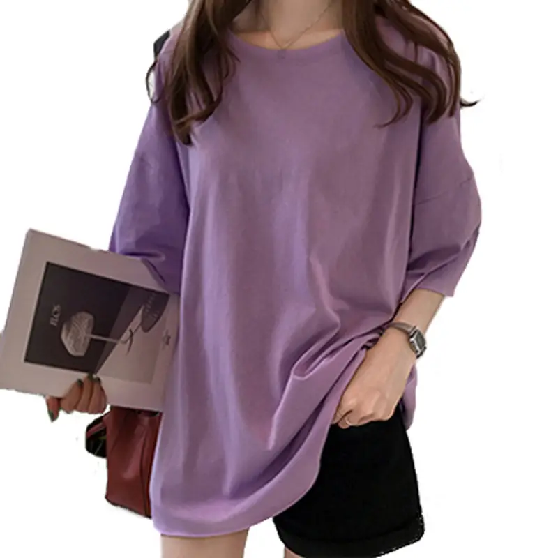 Women Purple Short Sleeve T-Shirt Large Summer 2021