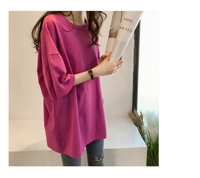 Women Purple Short Sleeve T-Shirt Large Summer 2021 — feature 6