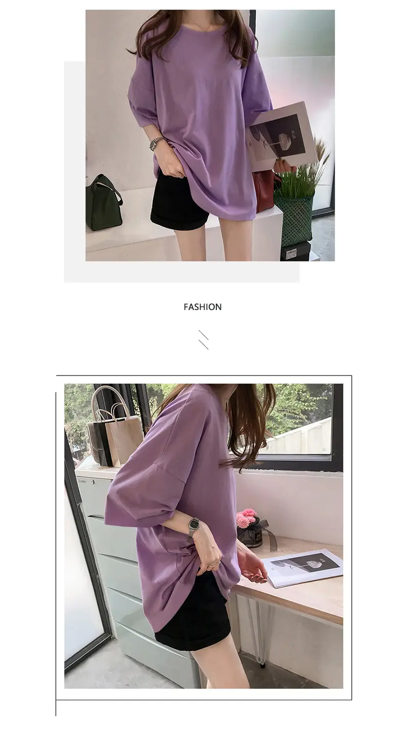 Women Purple Short Sleeve T-Shirt Large Summer 2021 — feature 8