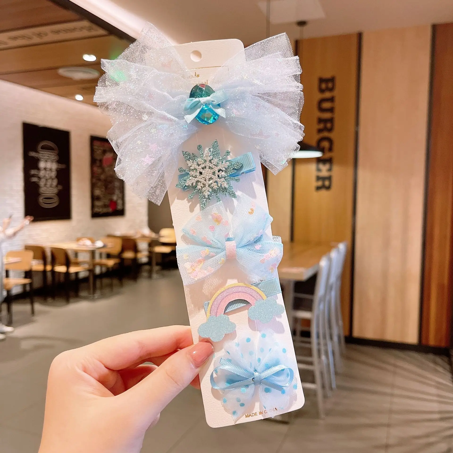 Frozen Hairpin Set Bow Hairpin Headwear Super Fairy Korean Girl Baby Aisha Princess Hair Accessories