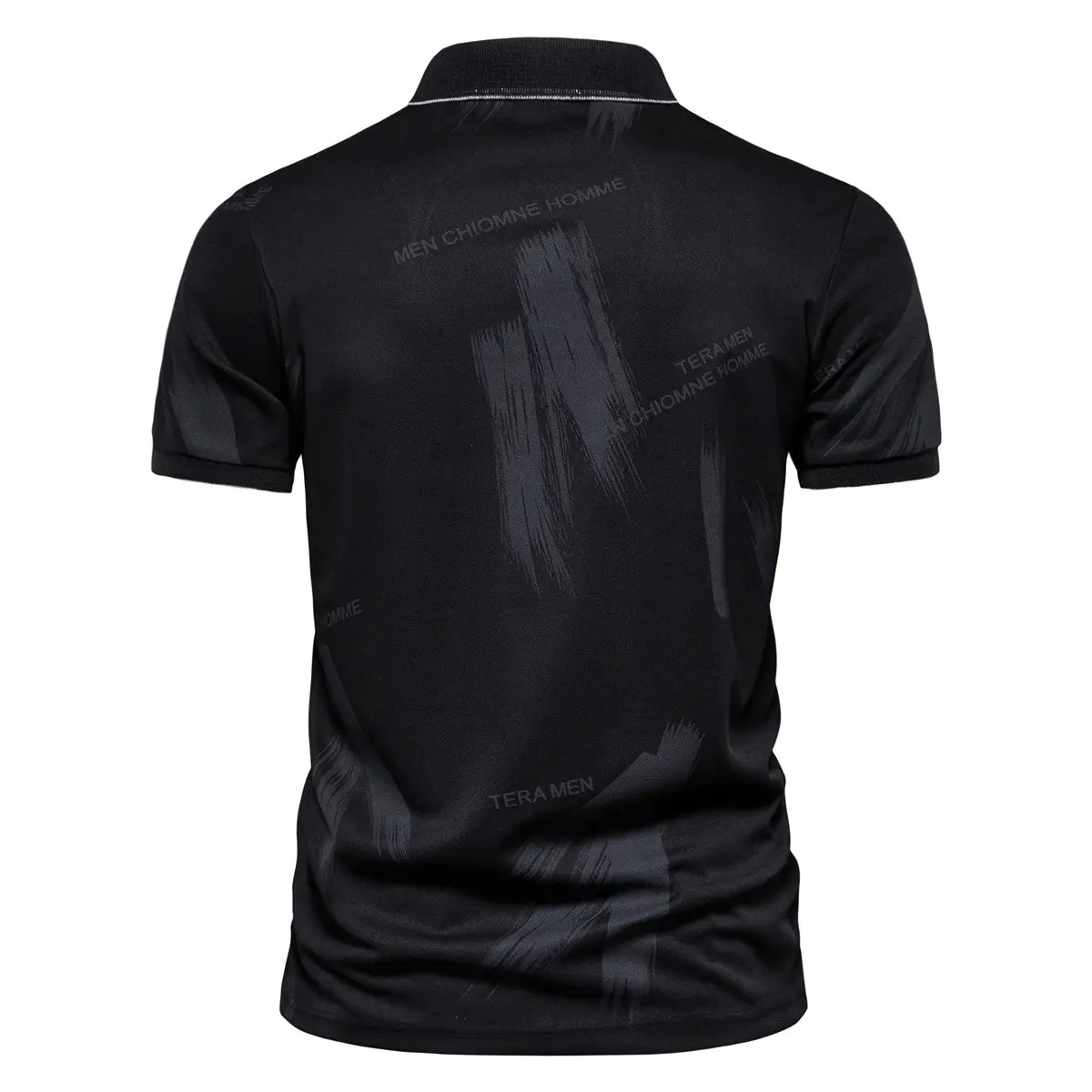 Men's Black Printed Polo Shirt Slim Fit 2025 - Image 7