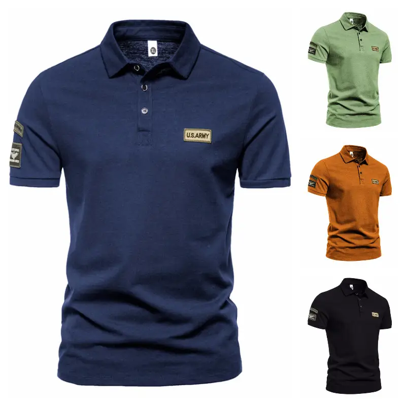 Men's Green Short Sleeve Polo Shirt with Logo - Image 8