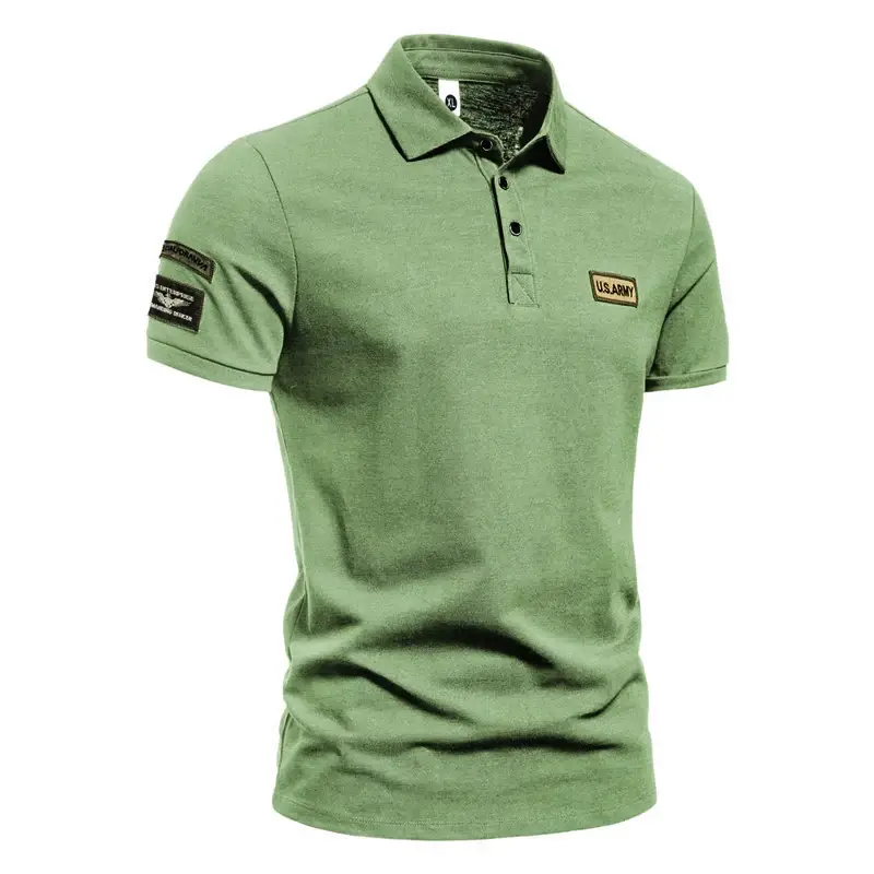 Men's Green Short Sleeve Polo Shirt with Logo — feature 10