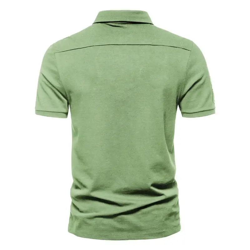 Men's Green Short Sleeve Polo Shirt with Logo — feature 11