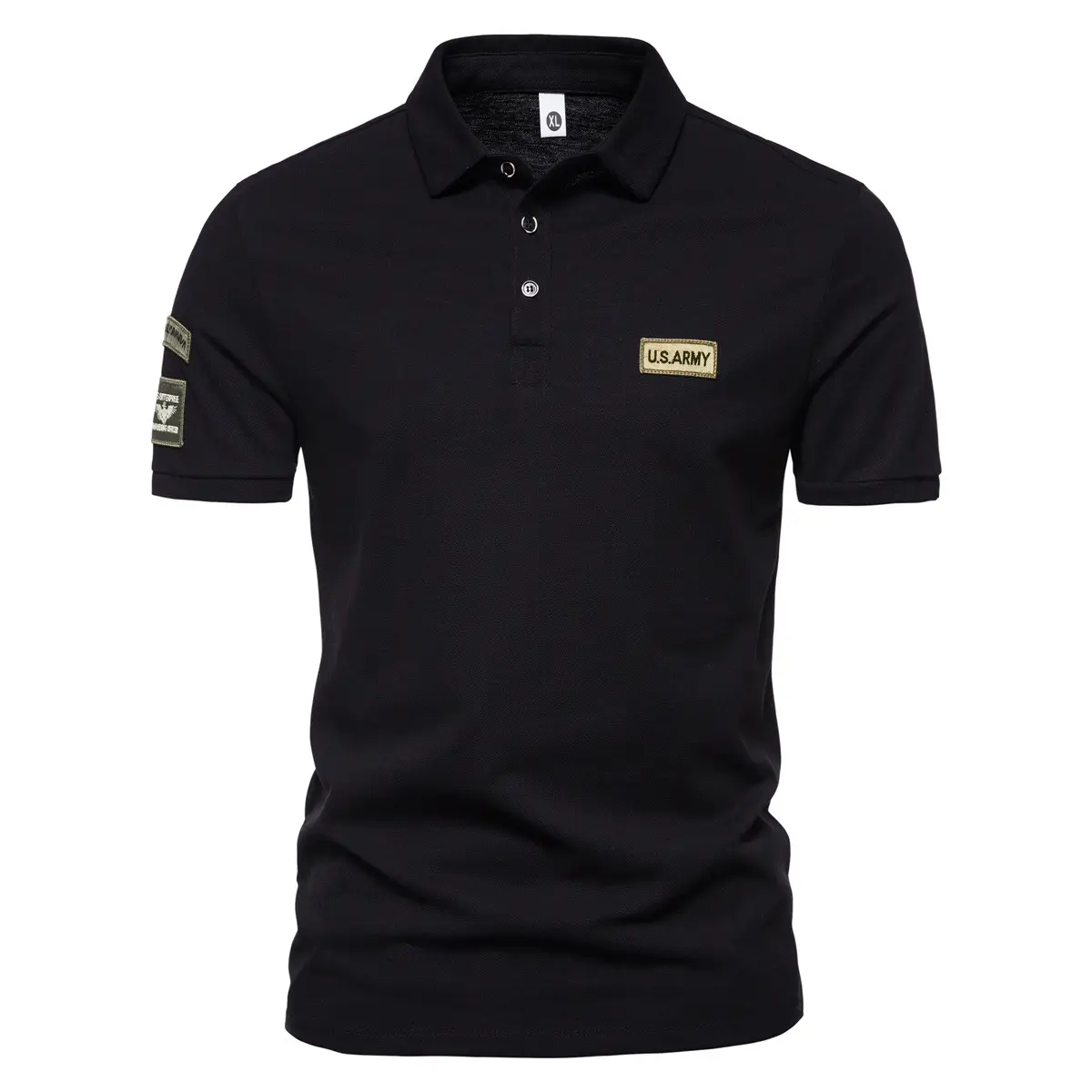 Men's Green Short Sleeve Polo Shirt with Logo - Image 3