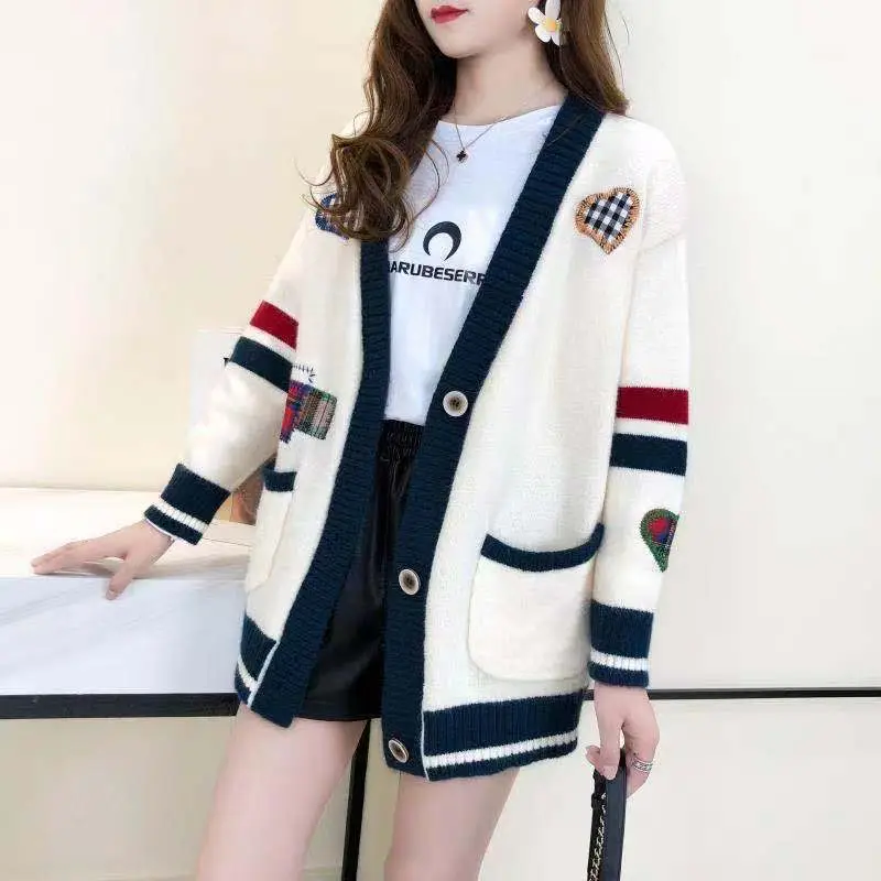 Women's Color Block Knitted Cardigan with Embroidered Details - Image 6