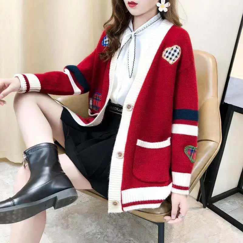 Women's Color Block Knitted Cardigan with Embroidered Details — feature 1