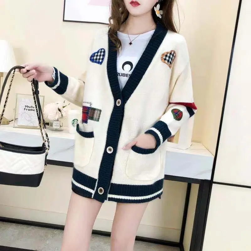 Women's Color Block Knitted Cardigan with Embroidered Details — feature 7