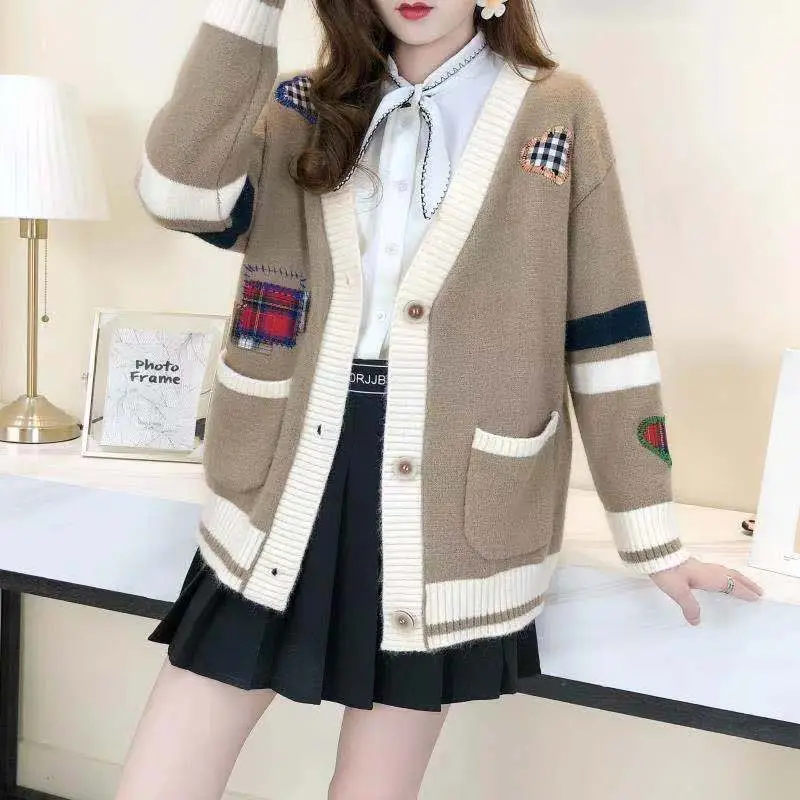 Women's Color Block Knitted Cardigan with Embroidered Details — feature 8