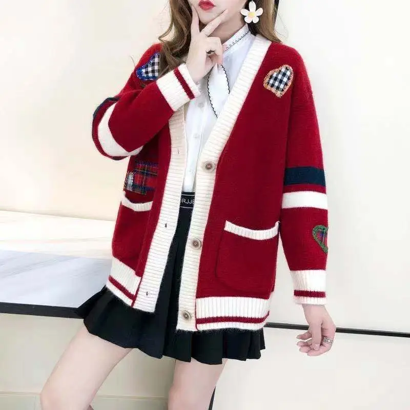 Women's Color Block Knitted Cardigan with Embroidered Details — feature 2