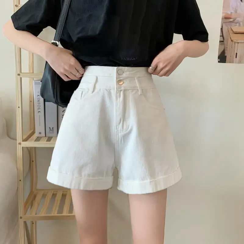 Two Buckle Super High Waist Denim Shorts Women 2021 - Image 6