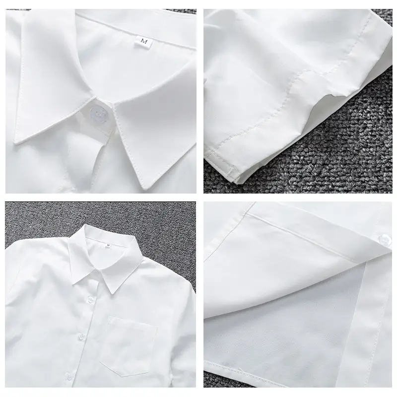 Women's White Plaid Bow Collar Shirt - Image 8