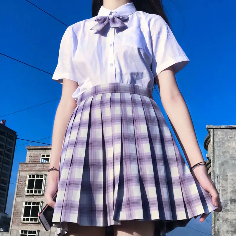 Women's White Plaid Bow Collar Shirt — feature 2