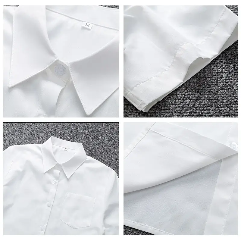 Women's White Plaid Bow Collar Shirt — feature 6