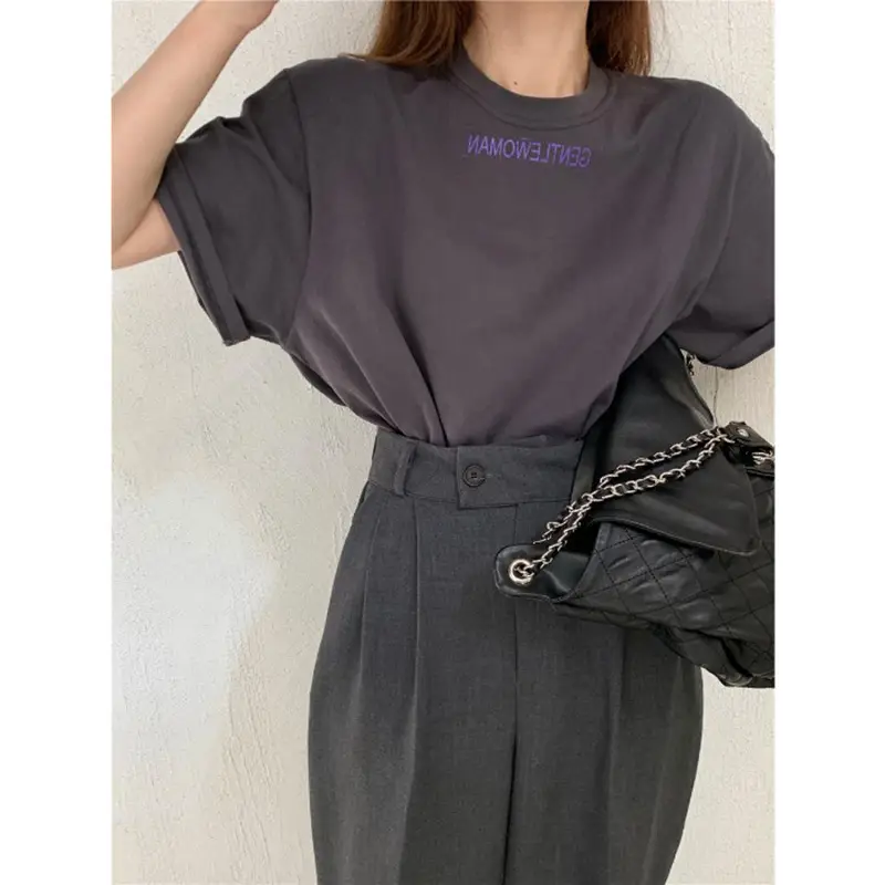 Women Short Sleeve T-Shirt White Loose Fit 2025 - Image 5
