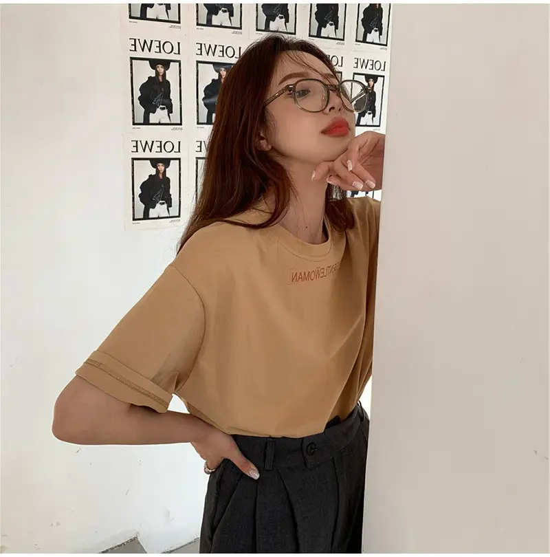 Women Short Sleeve T-Shirt White Loose Fit 2025 — feature 12