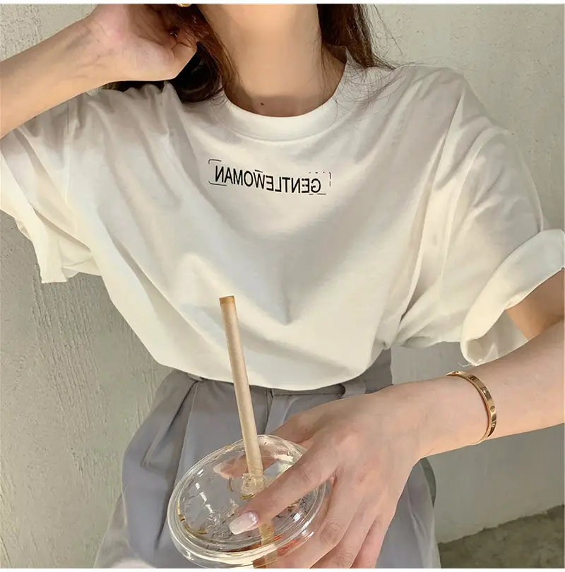 Women Short Sleeve T-Shirt White Loose Fit 2025 — feature 2