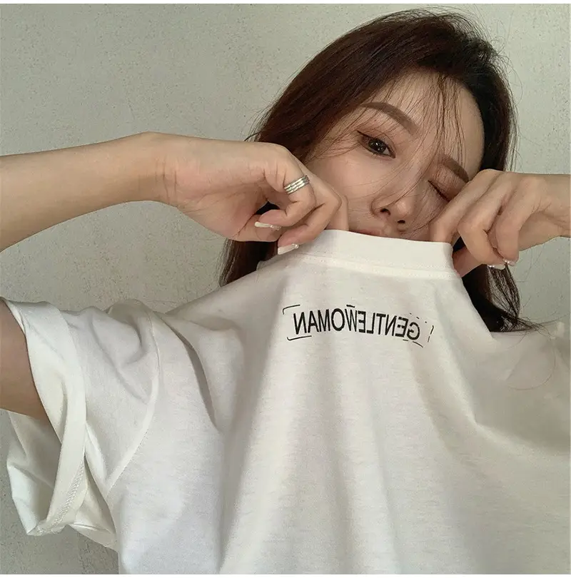 Women Short Sleeve T-Shirt White Loose Fit 2025 — feature 3