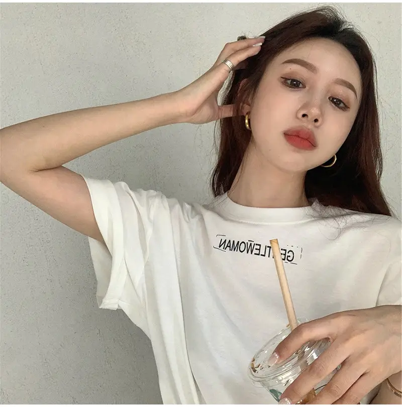 Women Short Sleeve T-Shirt White Loose Fit 2025 — feature 4