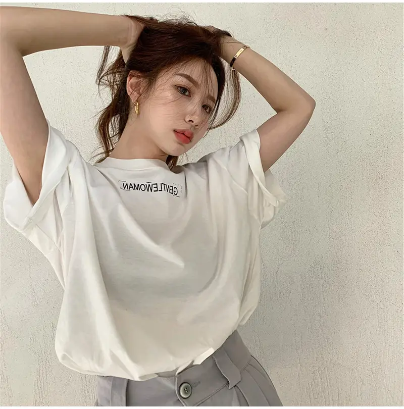 Women Short Sleeve T-Shirt White Loose Fit 2025 — feature 6