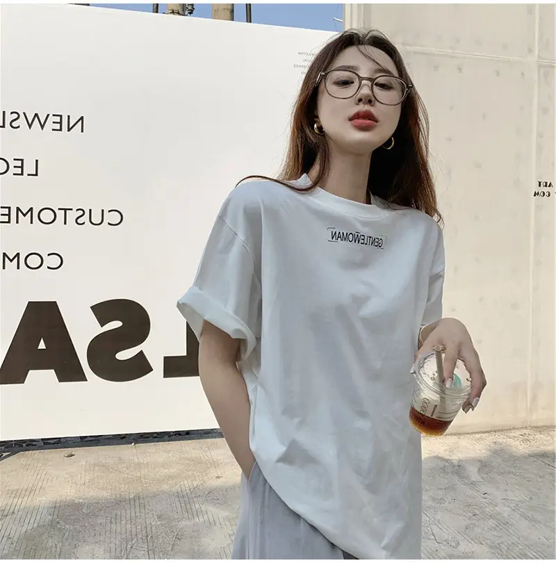 Women Short Sleeve T-Shirt White Loose Fit 2025 — feature 7