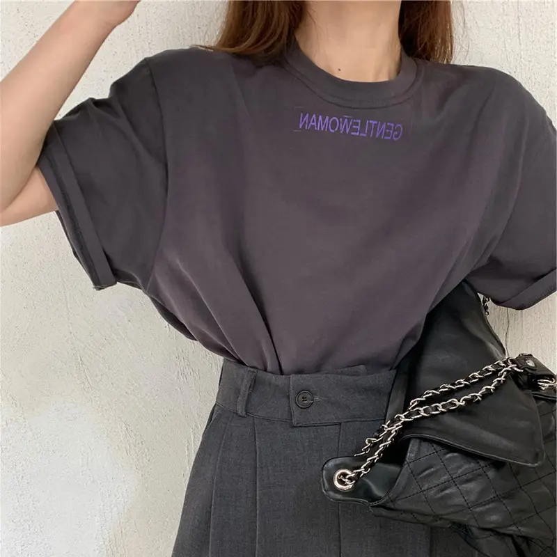 Women Short Sleeve T-Shirt White Loose Fit 2025 - Image 3