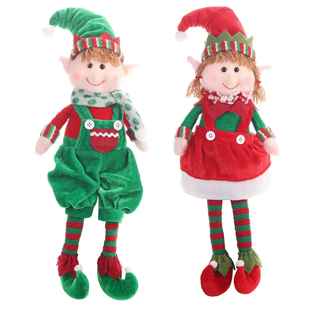 Christmas Elf Doll for Kids, Red Green, Plush, 2 Pcs - Image 5