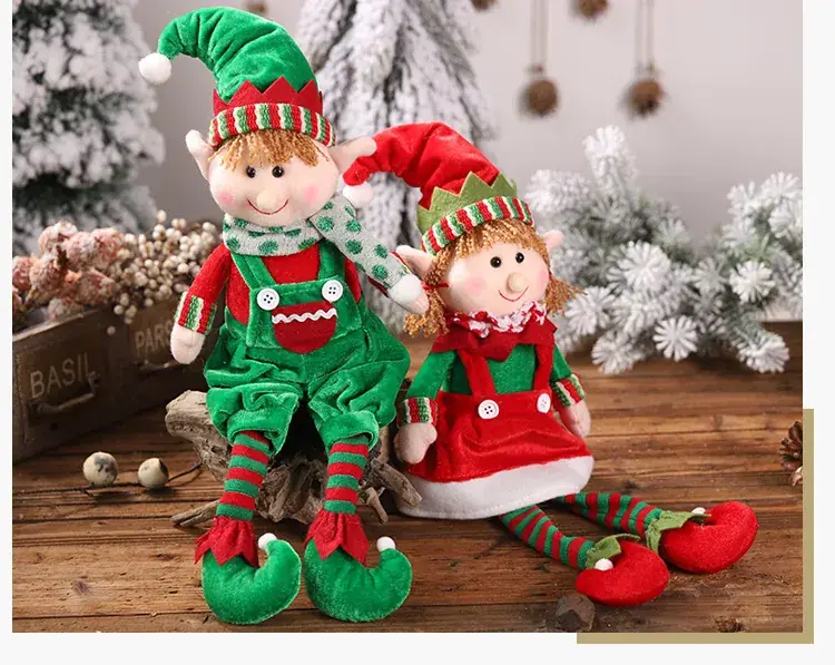 Christmas Elf Doll for Kids, Red Green, Plush, 2 Pcs — feature 10