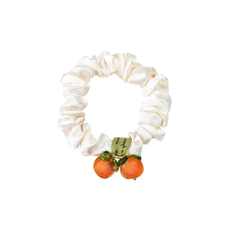 Persimmon Fruit Hair Ring with Heart Charm - Image 6