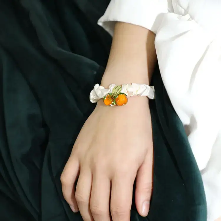 Persimmon Fruit Hair Ring with Heart Charm — feature 6