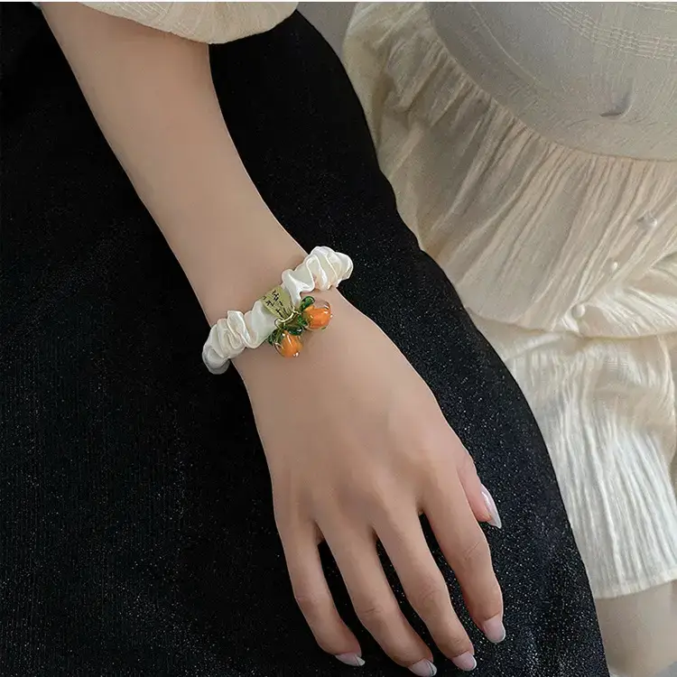 Persimmon Fruit Hair Ring with Heart Charm — feature 9